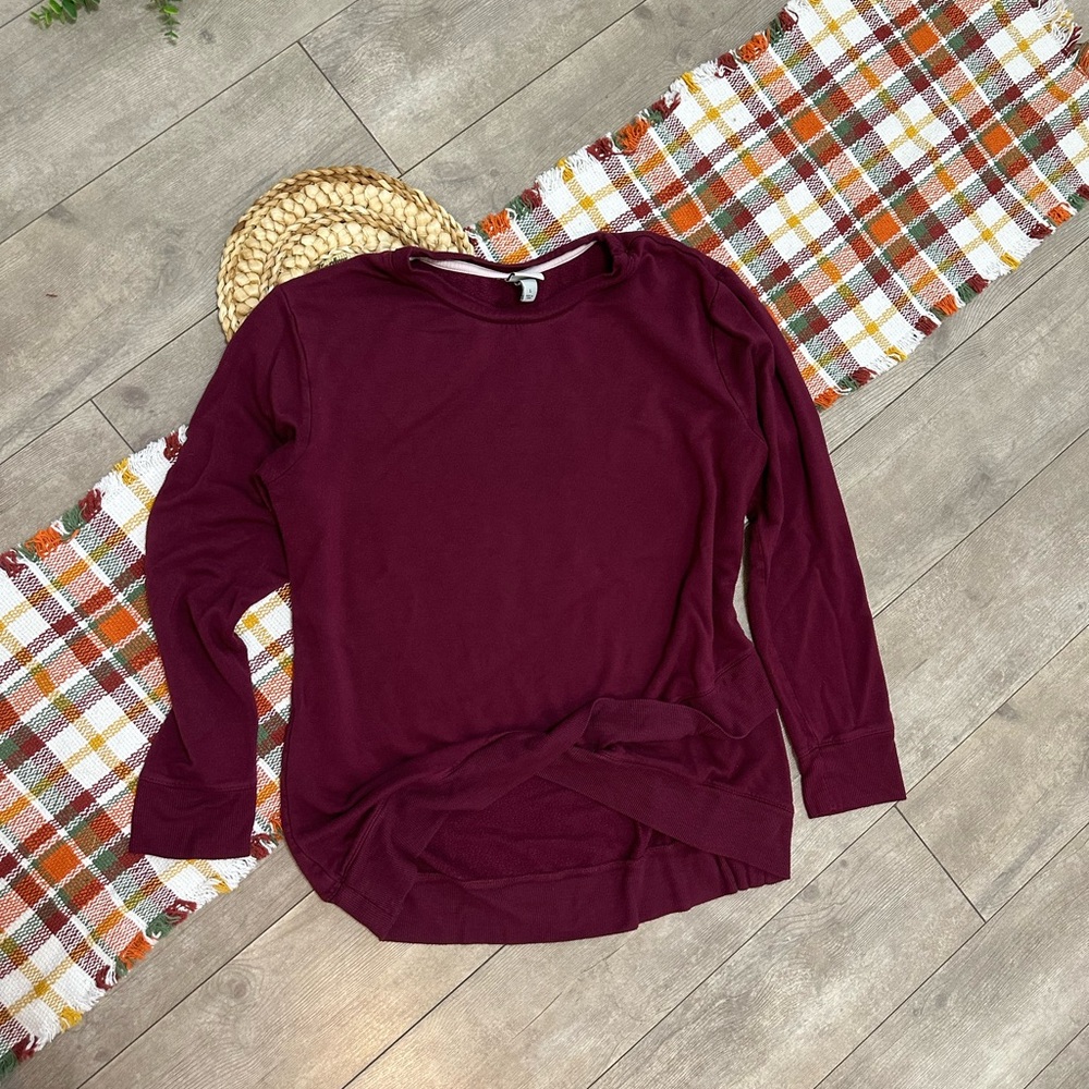 A New Day Women's Long Sleeve Cross-Front Pullover Sweatshirt Burgundy Sz Large - Picture 14 of 15